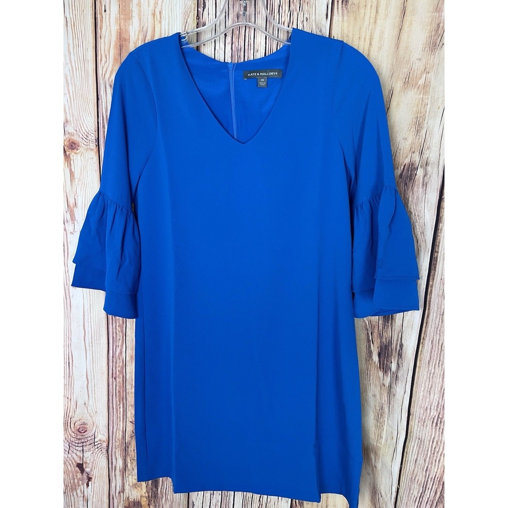 KATE + MALLORY Bell Sleeve Royal Blue Dress Women's Size XS